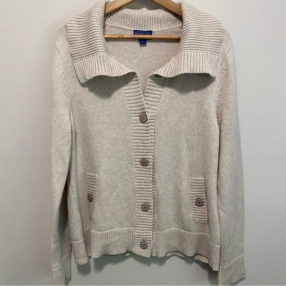 Pendleton Women's Button Up Tan Cardigan, Size Large